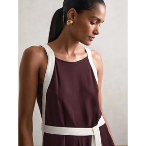 REISS SALMA Petite Colourblock Wide Leg Belted Jumpsuit